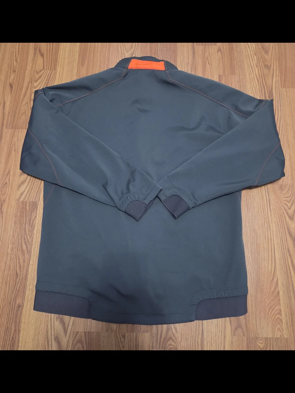 Nike Team Full Zip Soft Shell Jacket Men's Large Black Orange Swoosh Fleece Line
